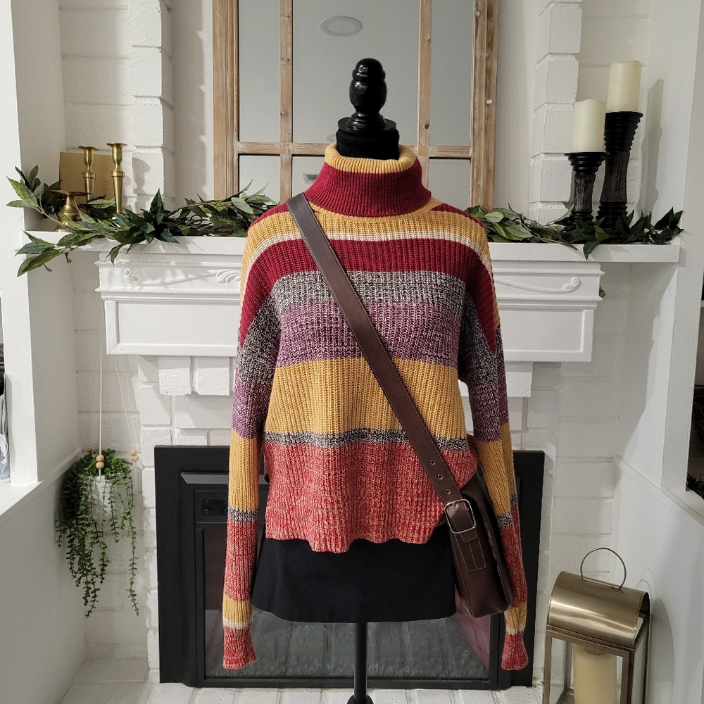 Urban Outfiters Striped Colorblock Turtleneck Sweater Size Small